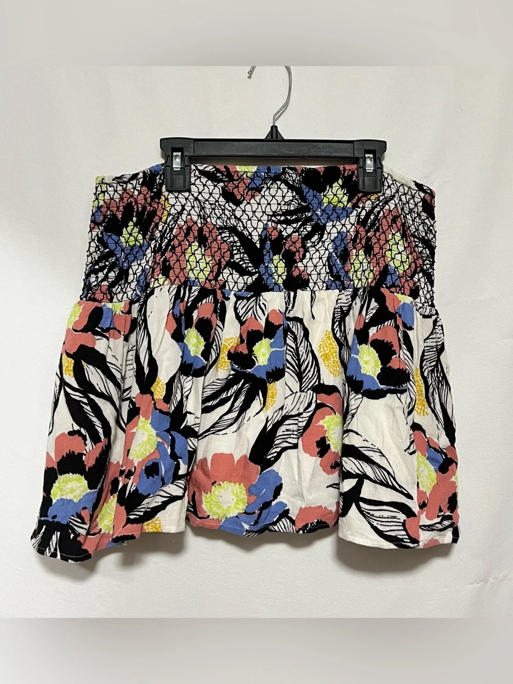 Free People LA Nights Smocked Floral Mini Skirt Summer Boho Vacation Stretchy